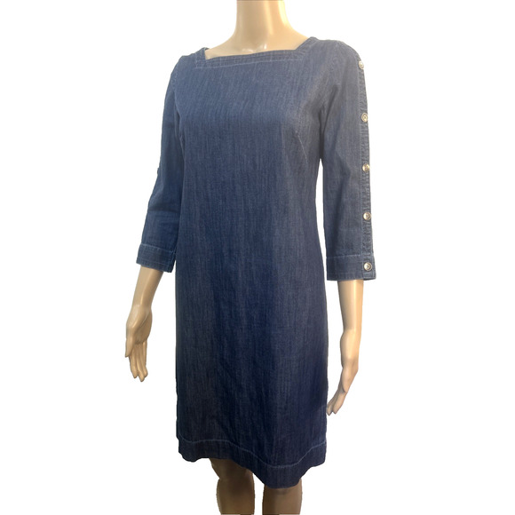 Talbots Denim Dress Womans Zero Petite Cottage Minimalist Western Effortless - Picture 1 of 10